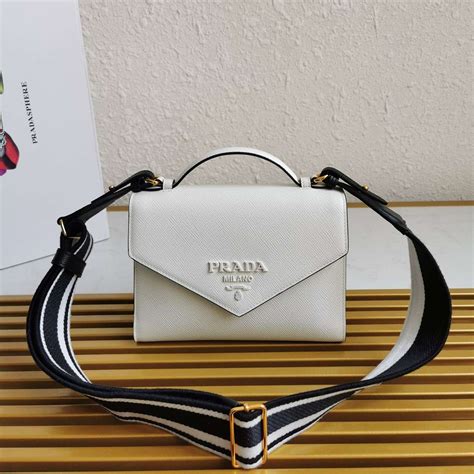 prada monochrome saffiano leather bag white|Prada saffiano outlet.